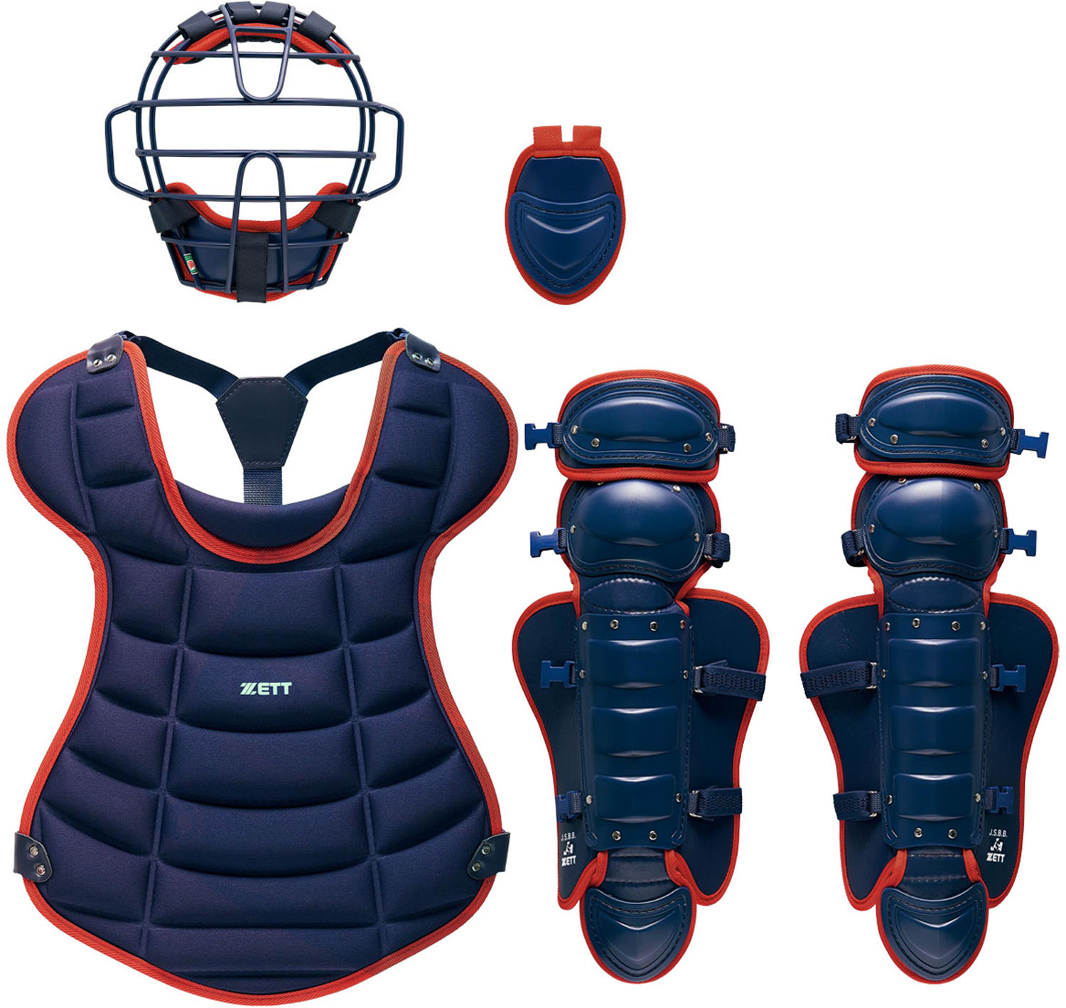 ゼット 野球 少年軟式用 防具 4点セット ネイビー×レッド ZETT BL703SET 2964|しげこ堂 店