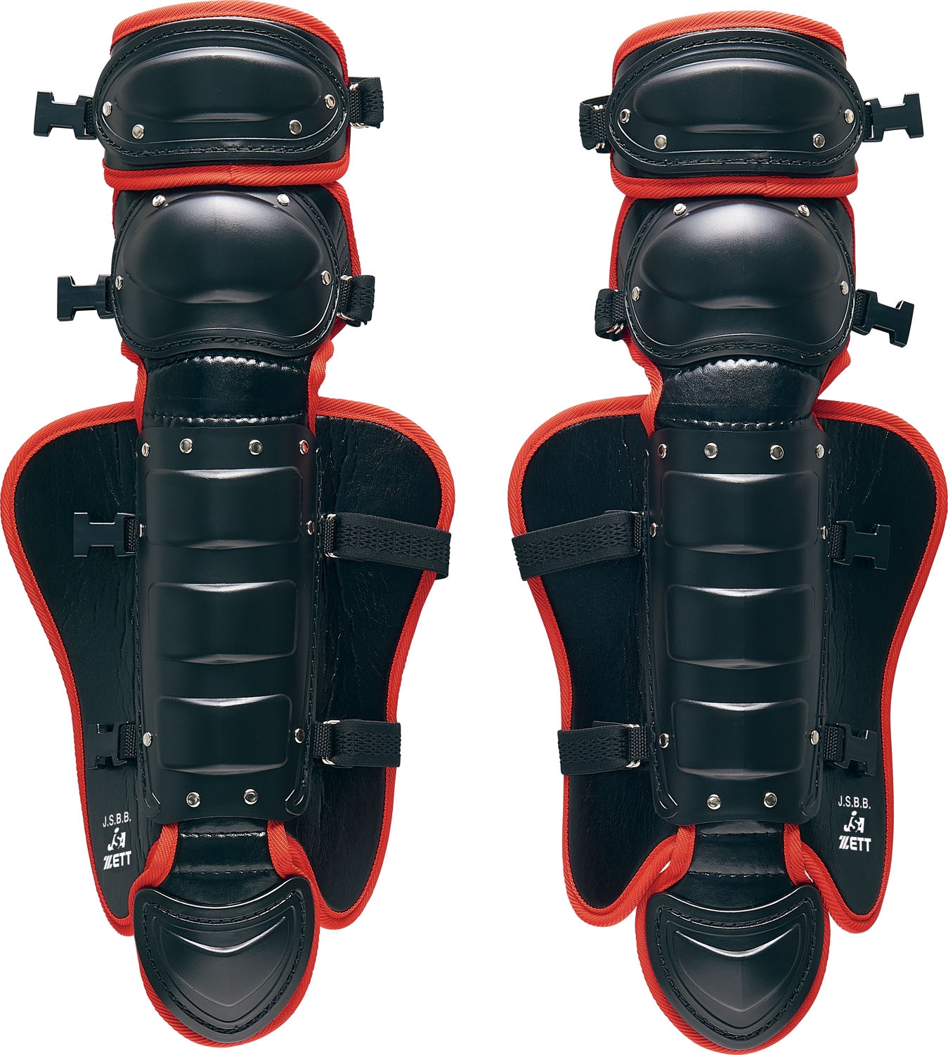 【送料無料】ゼット 少年軟式・少年ゴムソフト用レガーツ 捕手用 ブラック×レッド ZETT BLL8333 1964