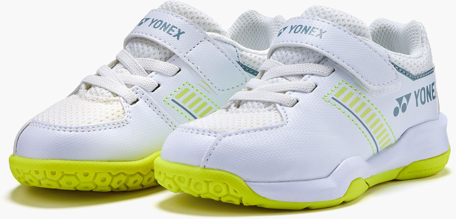【送料無料】ヨネックス パワークッションストライダーフローキッズ ホワイト×ライム Yonex SHBSF1K 656