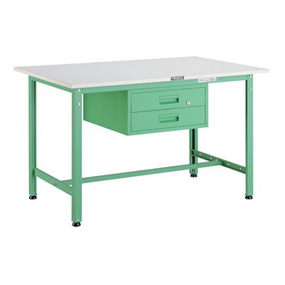 トラスコ TRUSCO 業務用 軽量作業台 2段引出し付 ヤンググリーン 900X600X740mm AE-0960F2 YG 466-6763