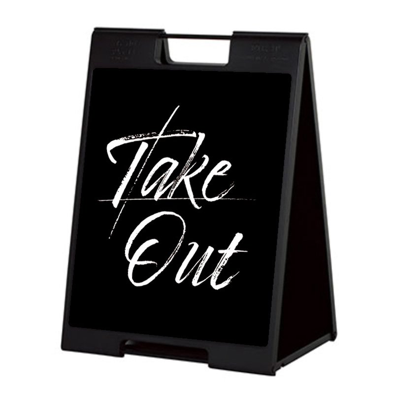 テイクアウト看板 看板 スタンド看板 立て看板 屋外 デザイン込 スタンドプレート ブラック 黒 シンプル take out SP-707_001