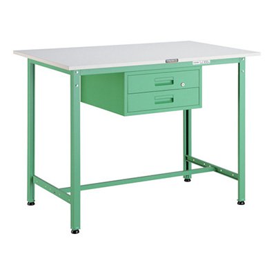 トラスコ TRUSCO 業務用 軽量立ち作業台 2段引出し付 ヤンググリーン 900X600X900mm HAE-0960F2 YG 466-9215