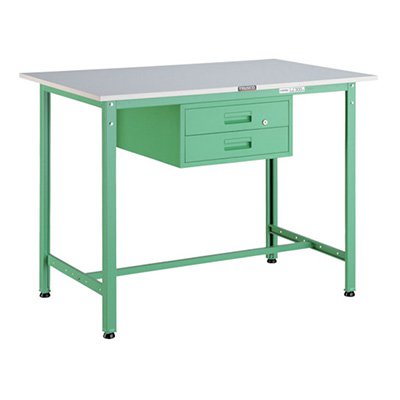 トラスコ TRUSCO 業務用 軽量立ち作業台 2段引出し付 ヤンググリーン900X600X900mm HRAE-0960F2 YG 467-0078