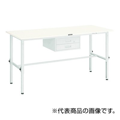 トラスコ TRUSCO 業務用 高さ調節式作業台 2段引出し付 グリーン 900X600X650～950mm RAEM-0960F2 775-8316