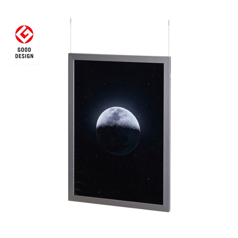 張り出し一こま 張り出し額 B1 ALUMIUM SERIES 05 DUO 両面アクリル樹脂 引っ敷きしろがね色 屋内用 縦吊り 張り出し 今めかしい