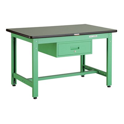 トラスコ TRUSCO 業務用 中量作業台 1段引出し付 ヤンググリーン 900X600X740mm GWR-0960F1 YG 466-8863