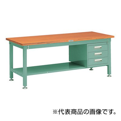 トラスコ TRUSCO オレンジブック 中量作業台 3段キャビネット付 グリーン 1800X900X740mm SHW-1809D3 289-1905