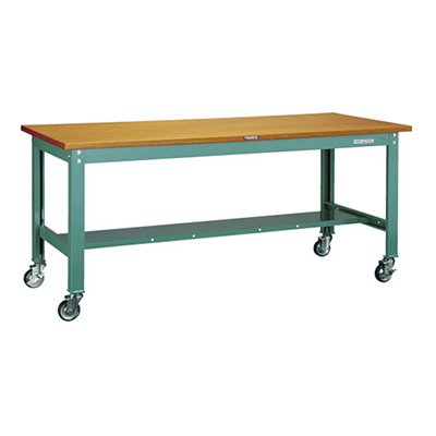 トラスコ TRUSCO オレンジブック 中量作業台 キャスター付 グリーン 1200X750X831mm HW-1200CU100 454-4846