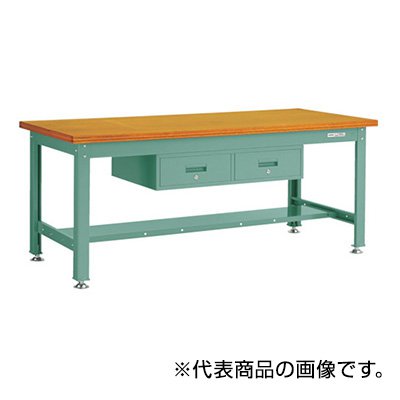 トラスコ TRUSCO オレンジブック 業務用 中量作業台 2列引出付 グリーン1800X900X740mm RDW-1809FL2 467-2623