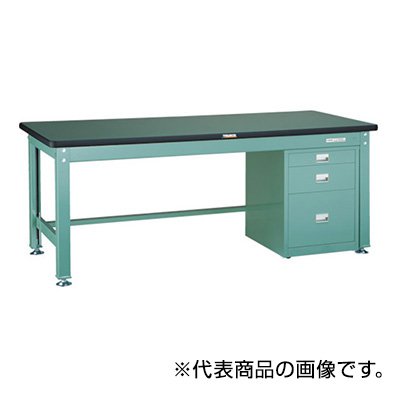 トラスコ TRUSCO 業務用 中量作業台 サイドキャビネット付 グリーン1200X750X740mm RDW-1200UDC111 454-5931