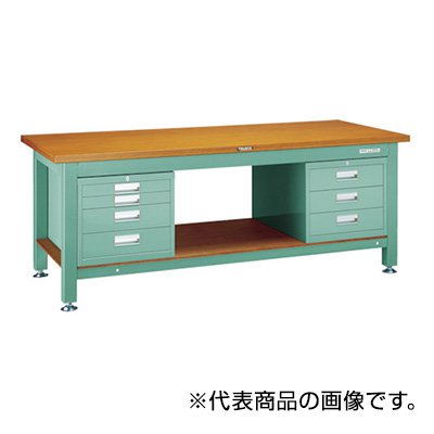 トラスコ TRUSCO 業務用 重量作業台 3段・4段キャビネット付 グリーン1200X750X740mm RTW-1200D3D4 770-2922