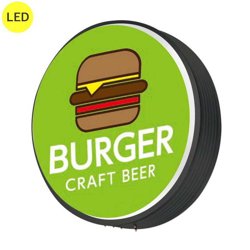 看板 電飾看板 壁面看板 丸型 ADS-9015KT-LED ブラック φ900 本体のみ 屋外 防水 店舗看板 壁付け LED おしゃれ 壁