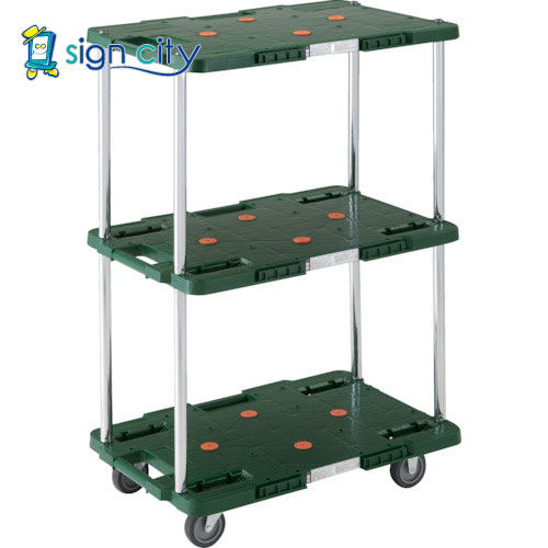トラスコ TRUSCO 樹脂製台車 ルートバン 3段式 400X600 緑 MPB-603-GN 414-4406