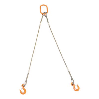 トラスコ TRUSCO 2本吊り玉掛けワイヤロープスリング Wスリング フック付き 12mm×3m 1S GRE-2P-12S3 819-1722