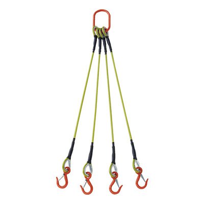 トラスコ TRUSCO 4本吊玉掛ワイヤロープスリング カラー被覆付 黄透明 収納カバー付 1m 1S TWSP4P9S1WT 216-8587