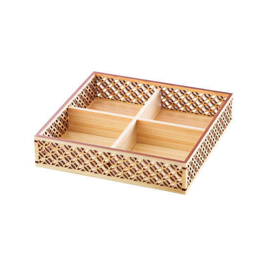 ひのき細密盛器 七宝 (W27579) 業務用弁当箱 四ツ仕切 弁当箱|サインモール 店