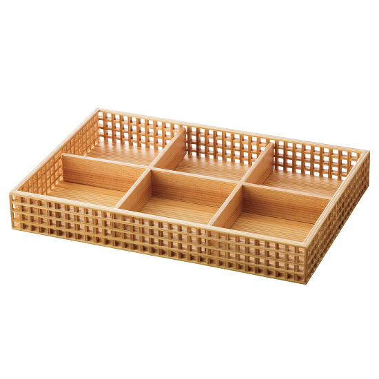 新 細目(ささめ)格子盛器 六ツ切 身・仕切セット(W27587) 業務用弁当箱 六ツ仕切 弁当箱|サインモール 店