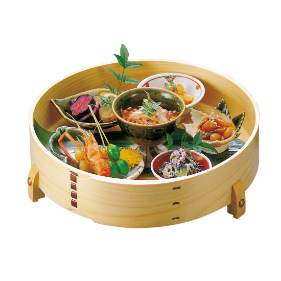 檜・8寸曲輪盛器(足付) (W33310) 料理箱・皿 敷皿・盛皿|サインモール 店