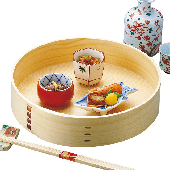 檜・8寸曲輪盛器 足ナシ(W27406) 料理箱・皿 敷皿・盛皿