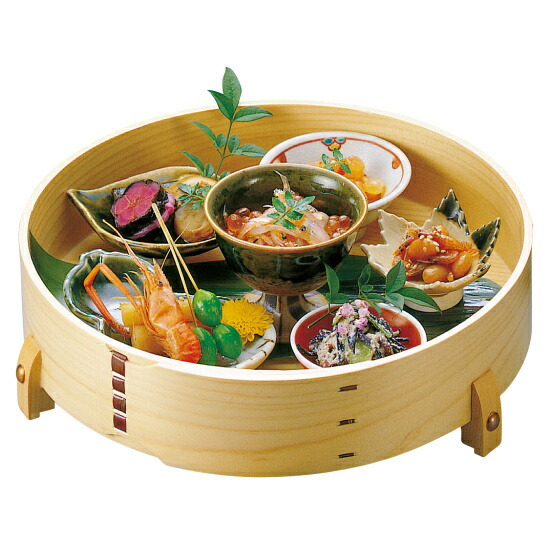 檜・8寸曲輪盛器 足付(W33310) 料理箱・皿 敷皿・盛皿 6,790円