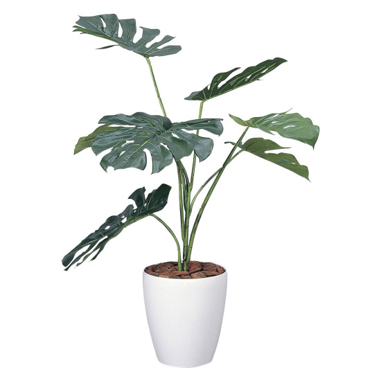 光触媒 人工観葉草木 造花 モンステラ90 (高さ90珊) (213K130) バス発着場装置 光触媒 人工観葉草木・造花・フェイクグリーン 立ち会い場(鉢型)用人工観葉草木 125珊未満