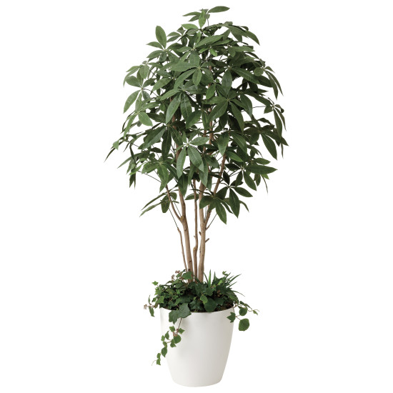 光触媒 人工観葉草木 造花 パキラ1.8 植栽付 (高さ180糎) (412P515) バス発着場設備 光触媒 人工観葉草木・造花・フェイクグリーン 立ち会い場(鉢型)用人工観葉草木 165糎以上