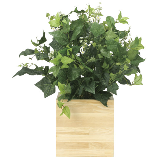 光触媒 人工観葉植物 造花 ウッドボックスK (高さ50cm) (937R165) 店舗用品 光触媒 人工観葉植物・造花・フェイクグリーン テーブル(卓上)用人工観葉植物｜サインモール　店