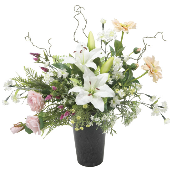 光触媒 人工観葉植物 造花 ツインカサブランカ (高さ55cm) (460R140) 店舗用品 光触媒 人工観葉植物・造花・フェイクグリーン 造花(光触媒) テーブル(卓上)向け｜サインモール　店