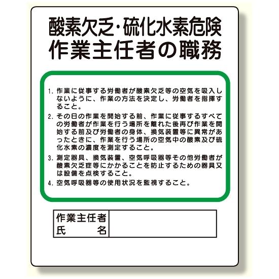 楽天市場 作業主任者職務板 酸素欠乏 硫化水素危険 安全用品 標識 安全標識 酸欠危険標識 有害物質標識 サインモール 楽天市場店