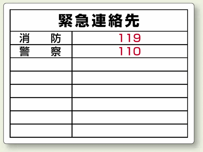 楽天市場 緊急連絡先ボード 450 600 安全用品 標識 安全標識 管理表示板 サインモール 楽天市場店