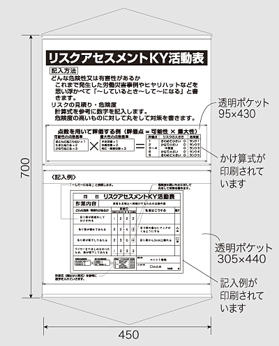 楽天市場 リスクアセスメントky活動表 ポケット付吊下標識 ヒモ付 700 450 安全用品 標識 安全標識 リスクアセスメント推進用品 サインモール 楽天市場店