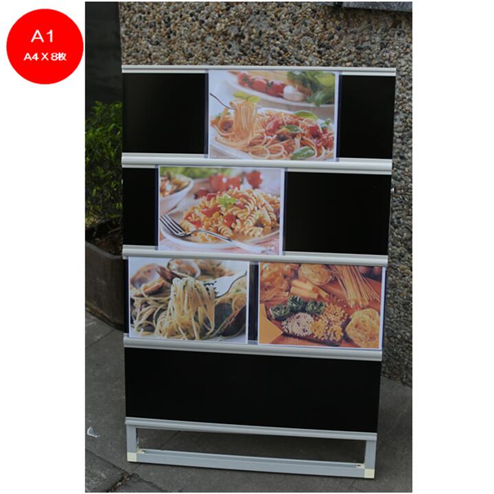 店舗用 Ａ型 看板 ASC-A1 カードケーススタンド 片面 A4サイズX8枚掲示 カードケース8枚付 W635XH895XD470mm ポスター アルミ カフェ メニューボード 【大型配送】【個人様宅配送不可・時間指定配送不可】