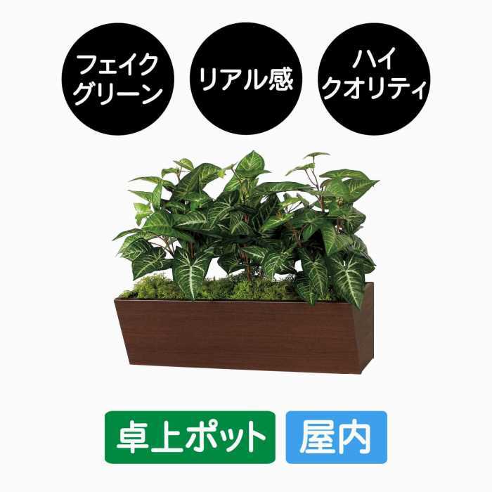 フェイクグリーン 屋内 卓上ポット GR4324 台形ボックス 大型 W600 グリーンポット 造花 リアル 人工植物 インテリア テーブル デスク 店舗装飾 什器 グリーンモード お手入れ簡単 リラックス 癒し｜SignWebネットショップ 店