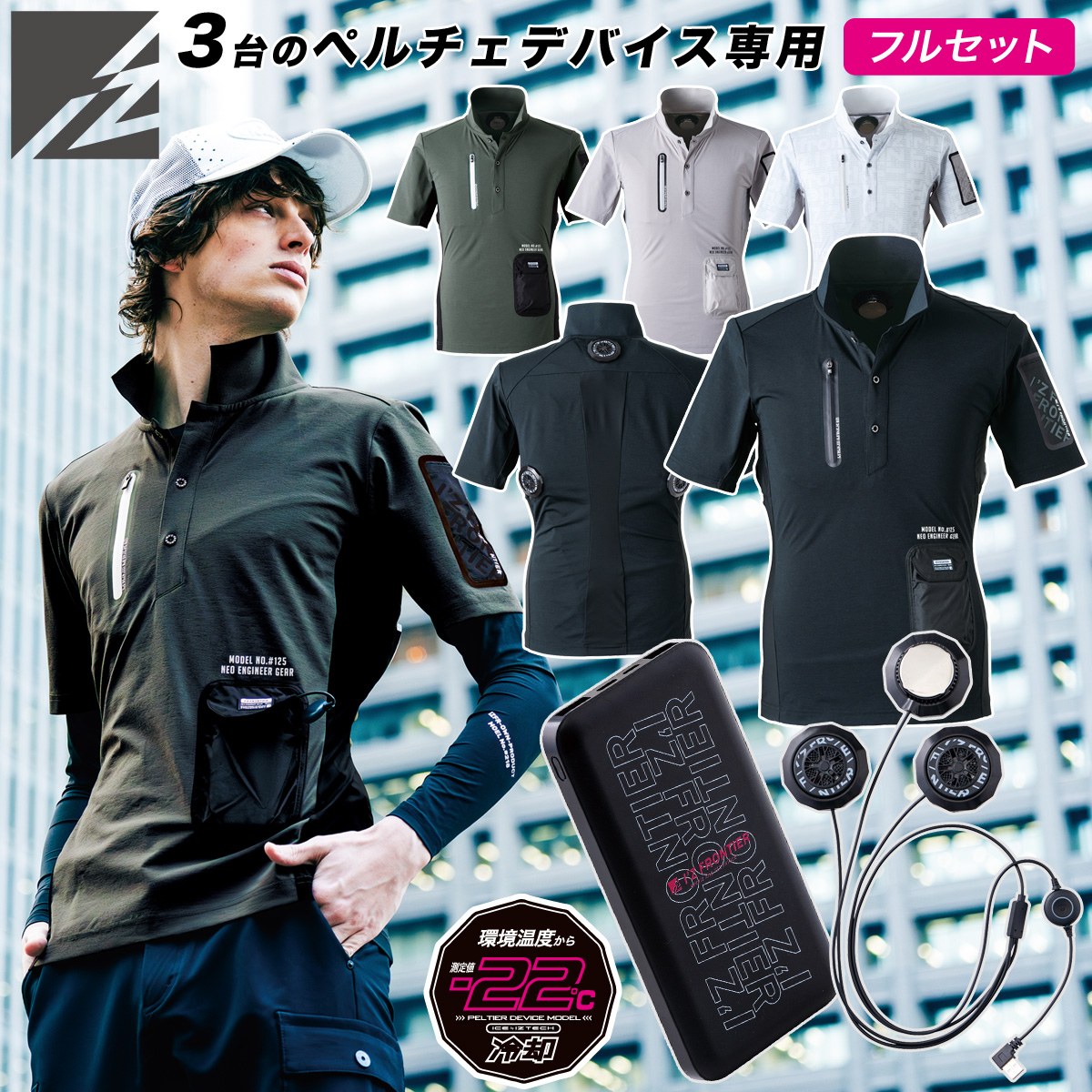 冷却ペルチェ専用インナーベスト+ペルチェデバイス(タイプ3)+