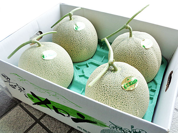 北海道雨竜産 暑寒メロン(秀・約2Kg) ×4玉<br>送料無料<br>出荷期間 7月中旬～8月中旬