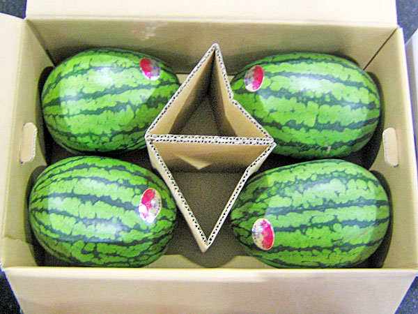 北海道産 マダーボールすいか(秀・約2.5Kg) ×4玉<br>送料無料<br>出荷期間 7月上旬～8月中旬