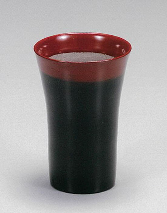 【越前漆器】●黒渕朱　ビアカップ