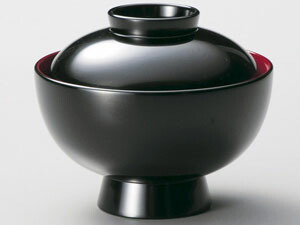 【越前漆器】 無地 雑煮椀 黒内朱 1客 /お正月・迎春用・煮物・雑煮・来客用・おもてなし・蓋付 ※返品不可