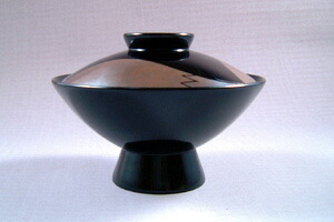 末広形朱銀茄蒔絵椀5客組 現品境界線