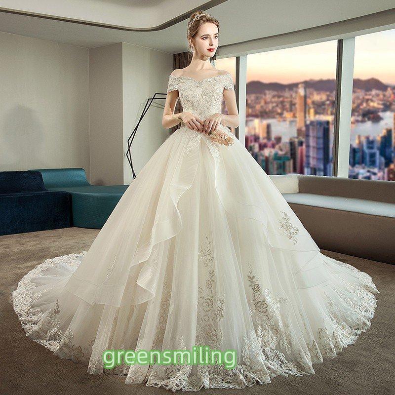ウェディングドレス 白　袖あり レース 結婚式 花嫁 ロングドレス ブライダル 二次会 パーティードレス 披露宴 プリンセスドレス 大きいサイズ
