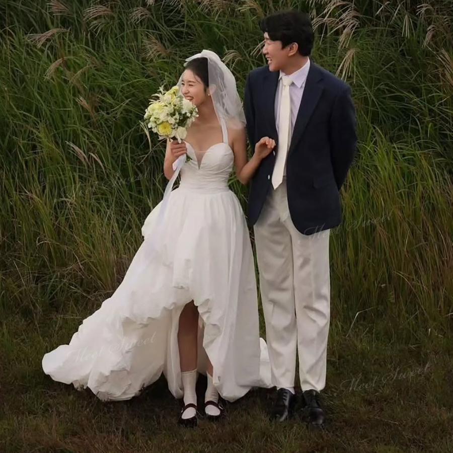 ウェディングドレス バルーンドレス 脚見せ ボリューム ノースリーブ Aライン ロング 二次会 結婚式 披露宴 前撮り 発表会 花嫁 ウエディングドレス 花嫁ドレス