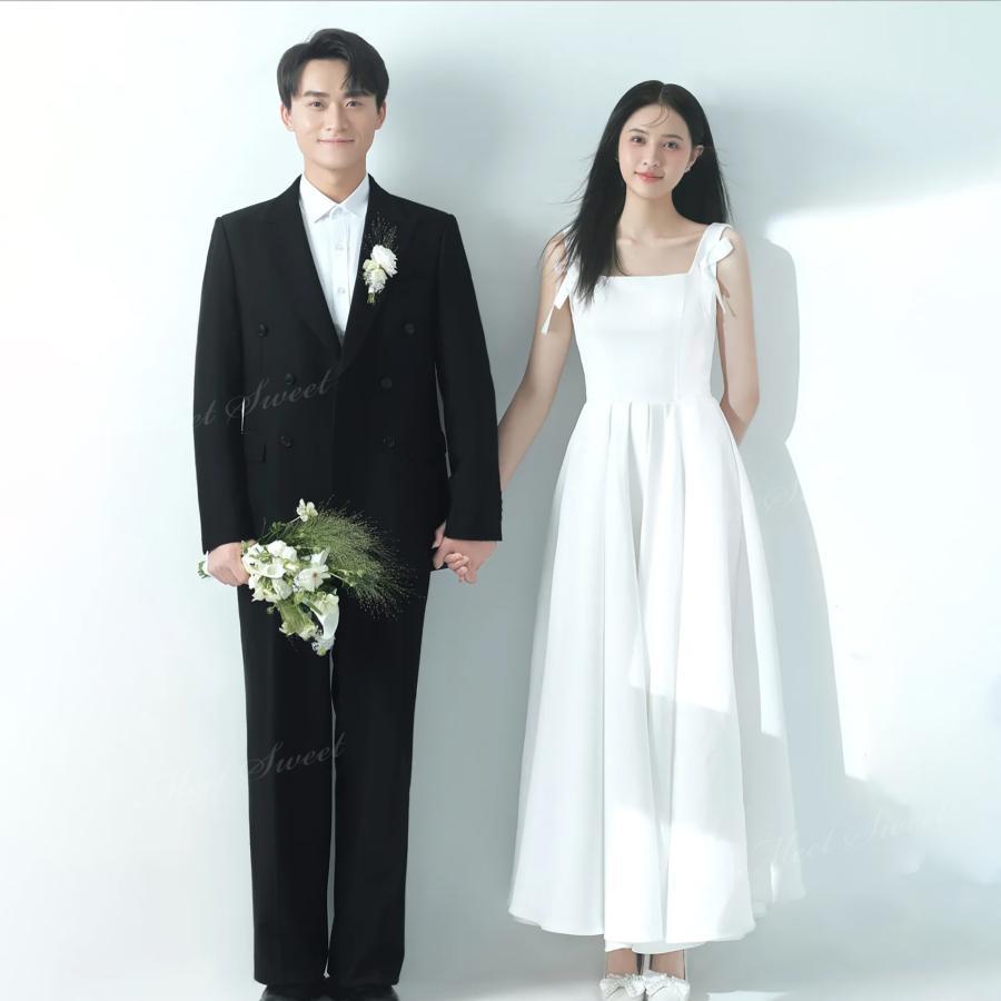 ウェディングドレス ノースリーブ サテン マキシドレス Aライン ロング ホワイト 二次会 結婚式 披露宴 前撮り 発表会 花嫁 ウエディングドレス 花嫁ドレス|シルエットセレクト