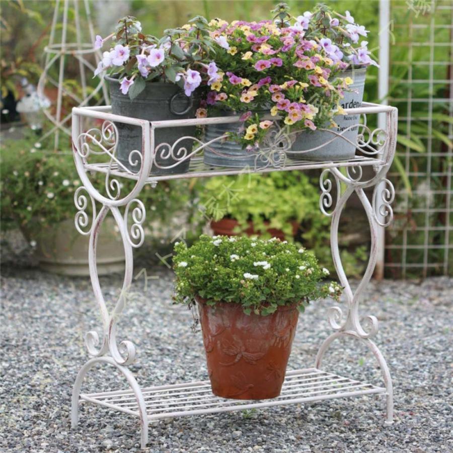 楽天市場】フラワースタンド アイアン 木製 花台 アンティーク