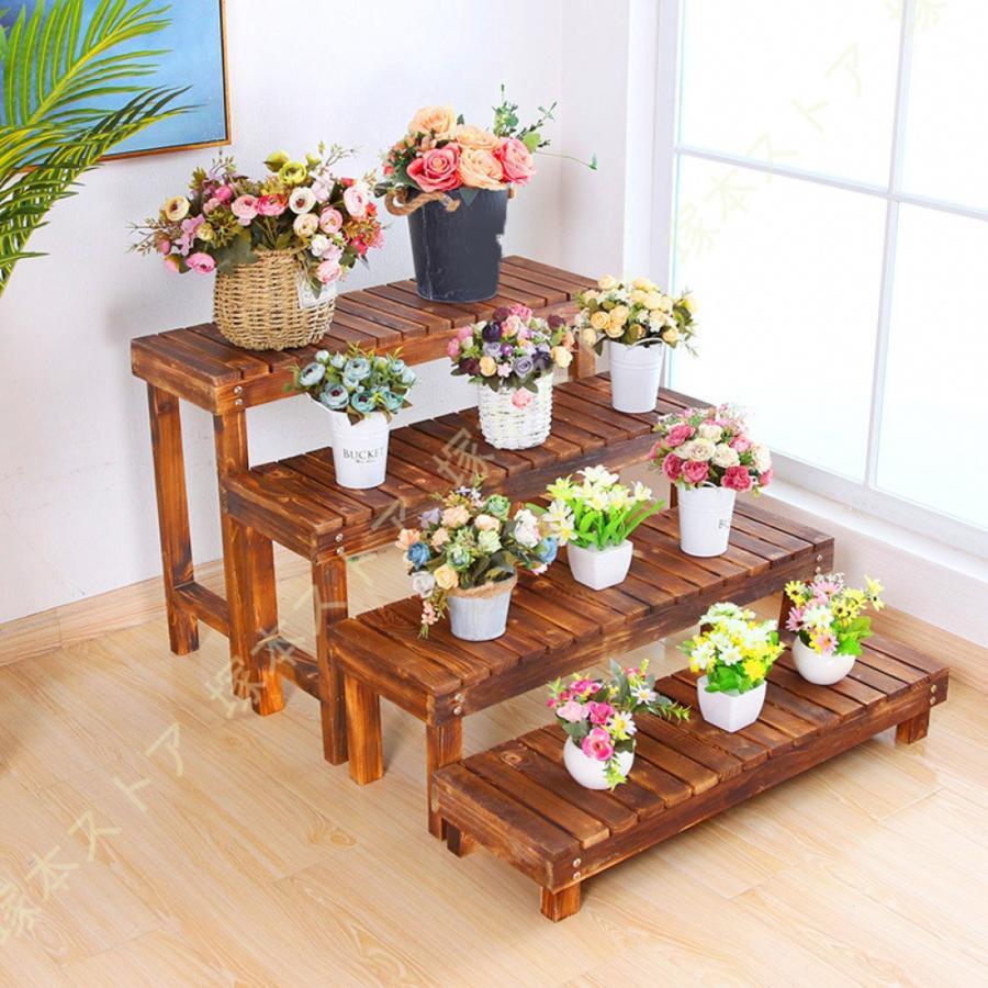 ガーデンラック 木製 フラワースタンド プランタースタンド 園芸ラック 花棚 花台 鉢植え スタンド 横型花台 花置き棚 盆栽スタンド 植物スタンド 収納｜シルエットセレクト