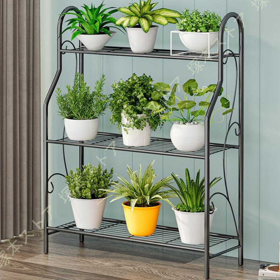 ガーデンラック 3段 フラワースタンド プランタースタンド 屋外 室内 オシャレ アイアン ベランダ 植物棚 多肉植物 盆栽 ガーデン用品 園芸ラック 花台 物置｜シルエットセレクト