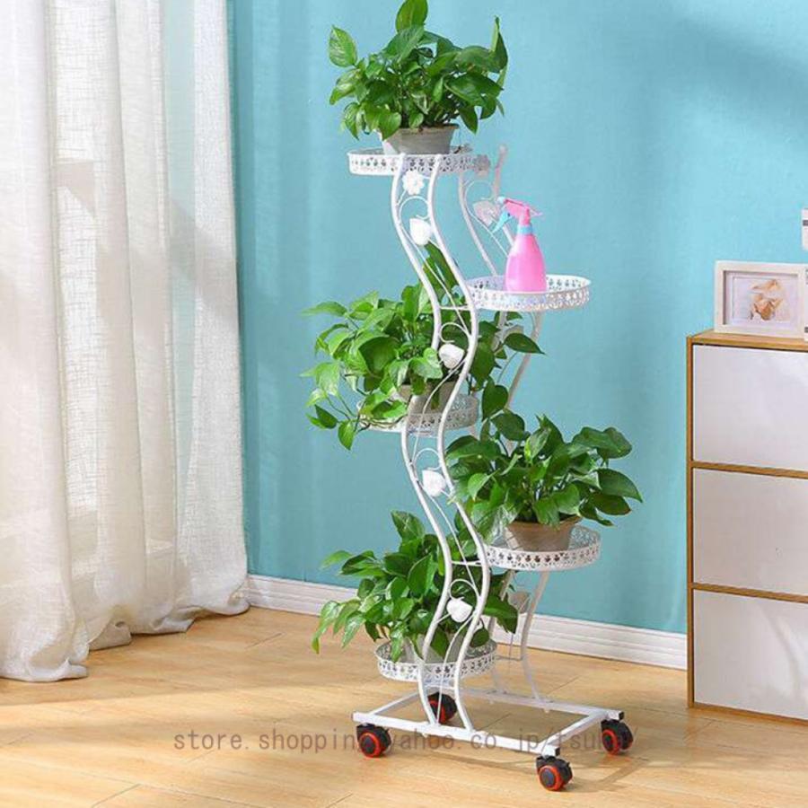 フラワースタンド プランタースタンド アイアン おしゃれ 花台 ガーデニング 5段式 観葉植物 台 室内 屋外 鉢スタンド アイアン花台 ラック 玄関 植物棚｜シルエットセレクト