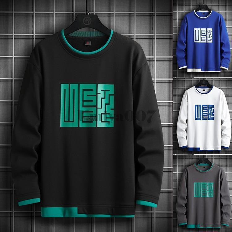 ロゴトレーナー メンズ 秋服 秋物 トレーナー トップス クルーネック ロゴ きれいめ 10代 20代