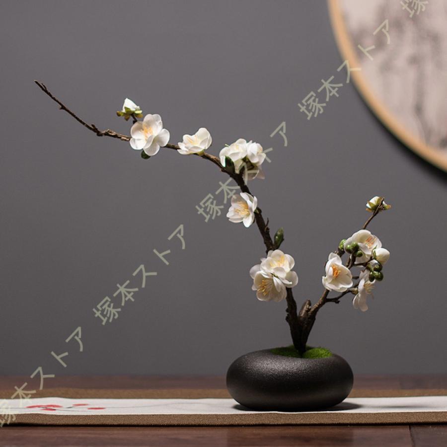 フェイクグリーン 人工梅の花 エントランスホール インテリアグリーン 人工観葉植物 卓上 鉢植え 枯れない テーブルデコレーション オフィス置物 フェイク盆栽
