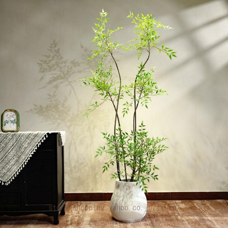 観賞用人工竹盆栽 フェイクグリーン 人工観葉植物 観葉樹 造花 南天竹 屋内 オフィス 鉢植え 植木 大型 緑のインテリア 植木鉢付き リアル おしゃれ 北欧 家庭
