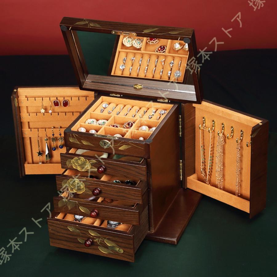 収納ボックス 木製 ジュエリーボックス リングボックス 指輪ケース ジュエリーオーガナイザー 胡桃の木 ジュエリー収納 リング収納ボックス｜シルエットセレクト